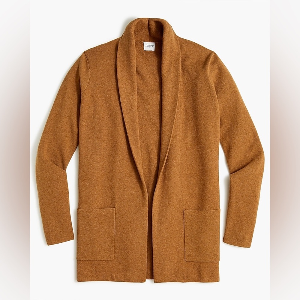 J. Crew Chelsea Open Front Sweater Blazer Caramel Brown size S